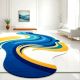 Handcrafted Blue Yellow Wave Living Room Rug